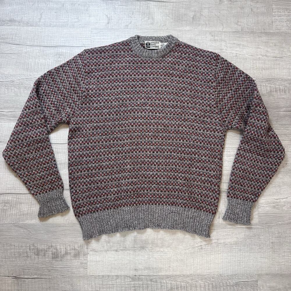 Vintage Windsor Shirt Company Shetland Wool Crewneck Sweater Mens XL Birdseye